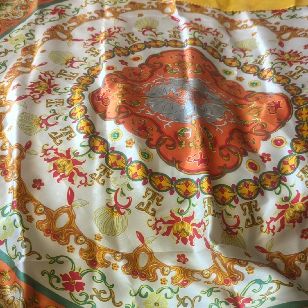 Wensli Silk Scarf with Floral Motif